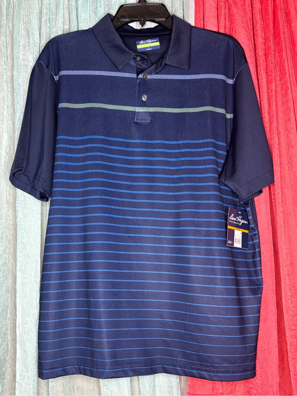 Hogan Navy Polo with Blue and Green Stripes